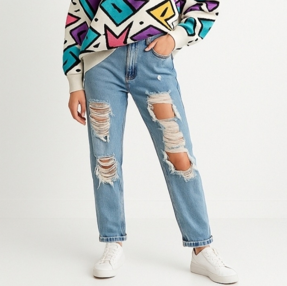 Princess Polly High Rise Distressed Mom Jeans 4